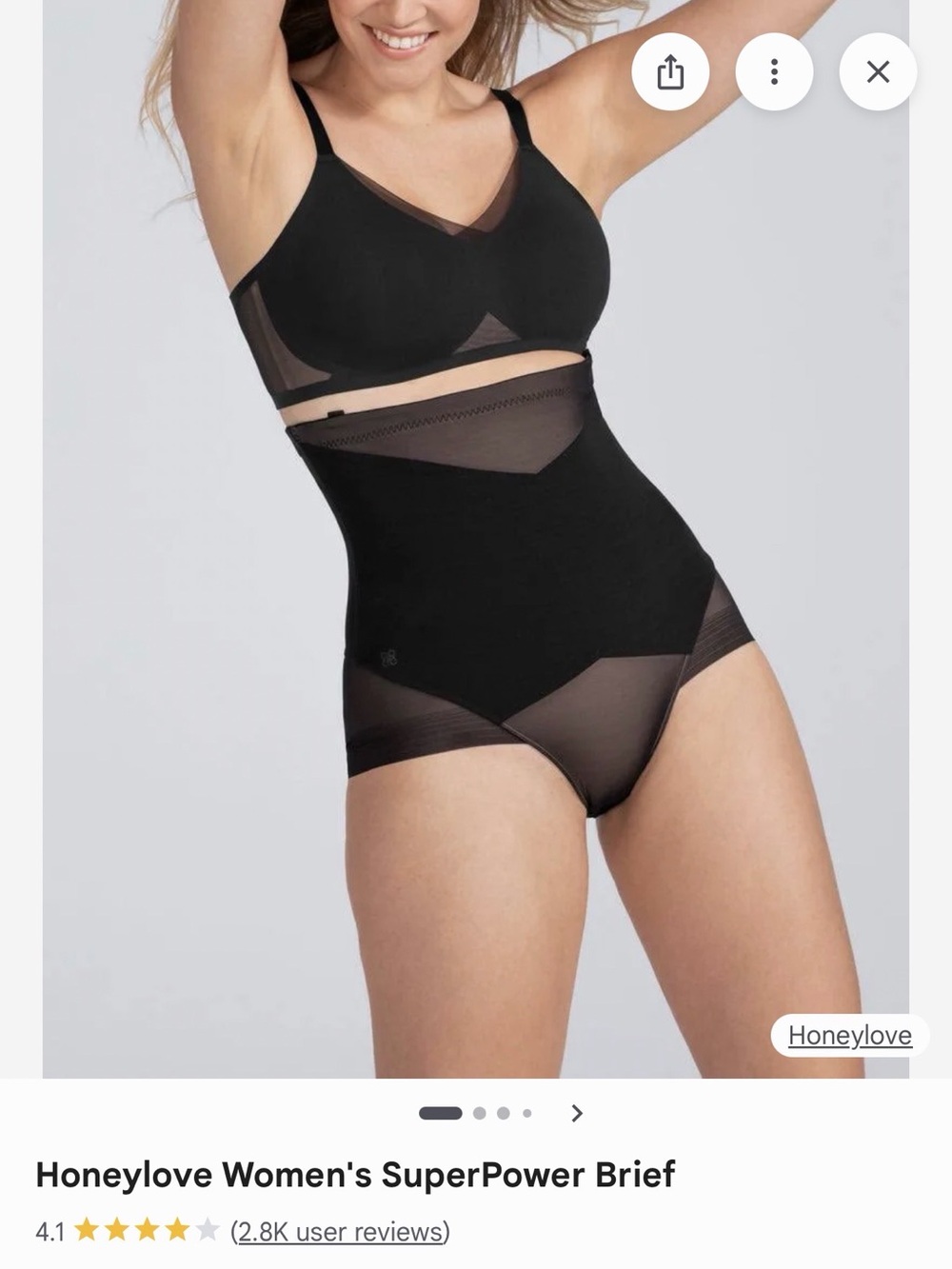Honeylove SuperPower High-Waist Shaping Brief in Black - size large